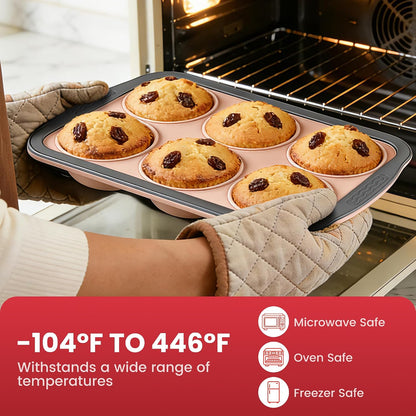 Silicone Muffin Pans for Baking - 6 Cups Cupcake Pans Egg Bite Molds