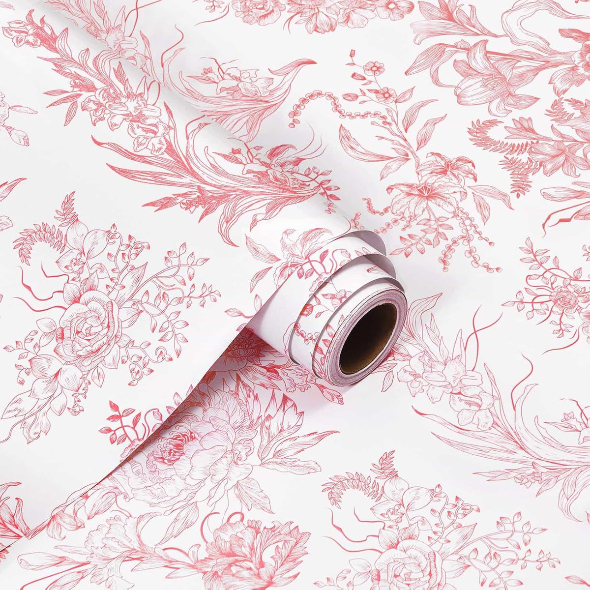 Pink Floral Wrapping Paper 17 In x 33 Ft Vintage Flower Gift Wrap