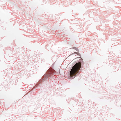 Pink Floral Wrapping Paper 17 In x 33 Ft Vintage Flower Gift Wrap