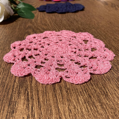 5" Crochet Doilies Table Placemats Round Lace Small Centerpiece Drinks Coasters for Parties Set of 10 Pink Color