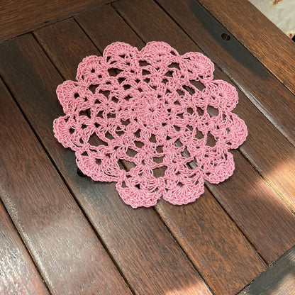 5" Crochet Doilies Table Placemats Round Lace Small Centerpiece Drinks Coasters for Parties Set of 10 Pink Color