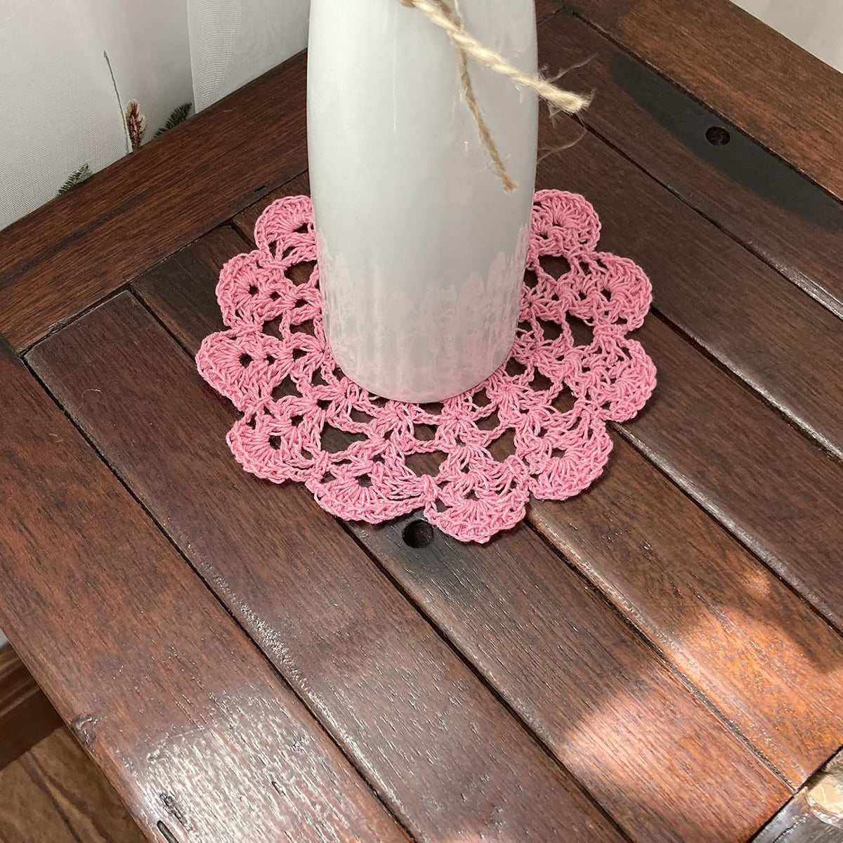 5" Crochet Doilies Table Placemats Round Lace Small Centerpiece Drinks Coasters for Parties Set of 10 Pink Color