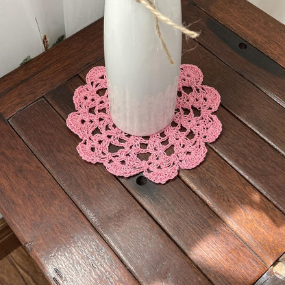 5" Crochet Doilies Table Placemats Round Lace Small Centerpiece Drinks Coasters for Parties Set of 10 Pink Color