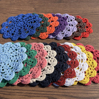 5" Crochet Doilies Table Placemats Round Lace Small Centerpiece Drinks Coasters for Parties Set of 10 Pink Color