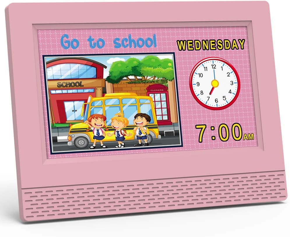 Kids Digital Alarm Clock with Voice Scene Reminders, 7" Eye-Caring Display