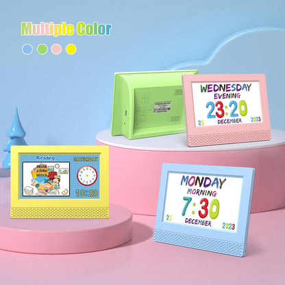 Kids Digital Alarm Clock with Voice Scene Reminders, 7" Eye-Caring Display