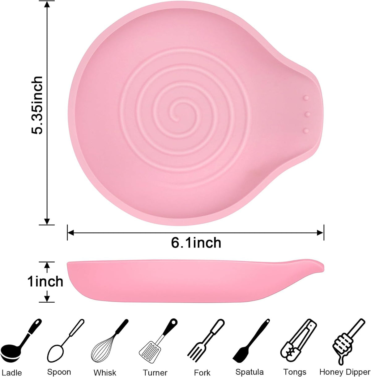 Silicone Spoon Rest for Stove Top - BPA-Free, Heat-Resistant Spoon Holder - Spoon Rest for Kitchen Counter - Large Cooking Utensil Rest for Spoons, Spatulas, Ladles or Tongs - Pink