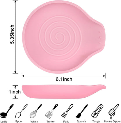 Silicone Spoon Rest for Stove Top - BPA-Free, Heat-Resistant Spoon Holder - Spoon Rest for Kitchen Counter - Large Cooking Utensil Rest for Spoons, Spatulas, Ladles or Tongs - Pink