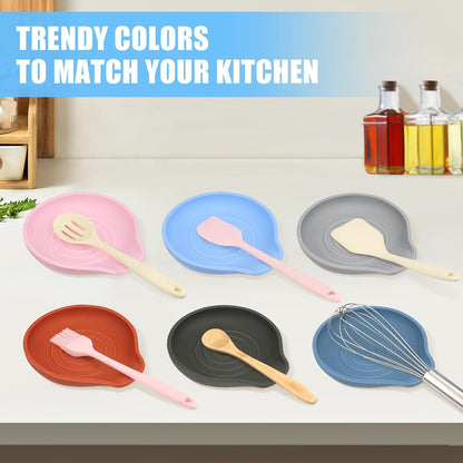 Silicone Spoon Rest for Stove Top - BPA-Free, Heat-Resistant Spoon Holder - Spoon Rest for Kitchen Counter - Large Cooking Utensil Rest for Spoons, Spatulas, Ladles or Tongs - Pink