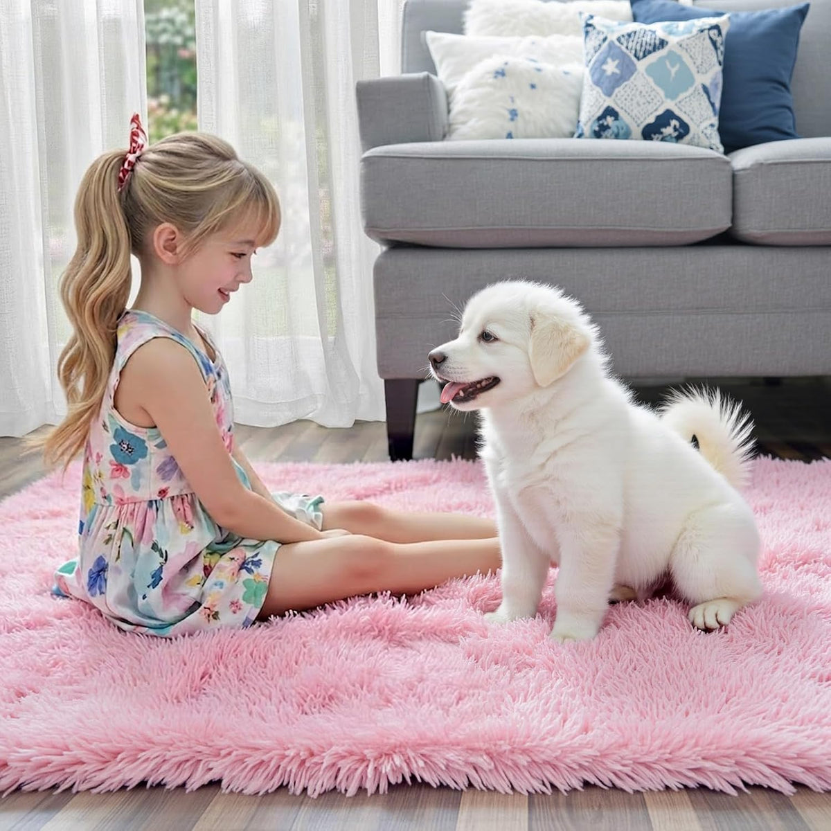 Small Shag Area Rug for Bedroom, 2x3 Pink Soft Plush Carpet