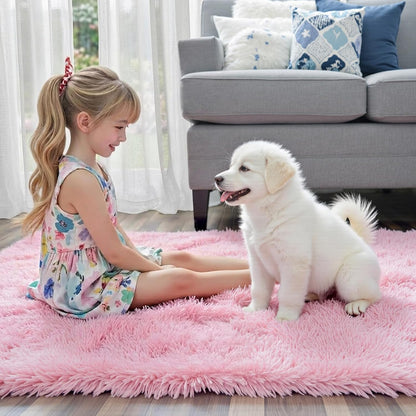 Small Shag Area Rug for Bedroom, 2x3 Pink Soft Plush Carpet