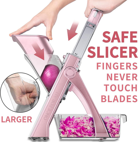 Safe Mandoline Slicer Plus, Bigger Size, Kitchen Slicer, Pink