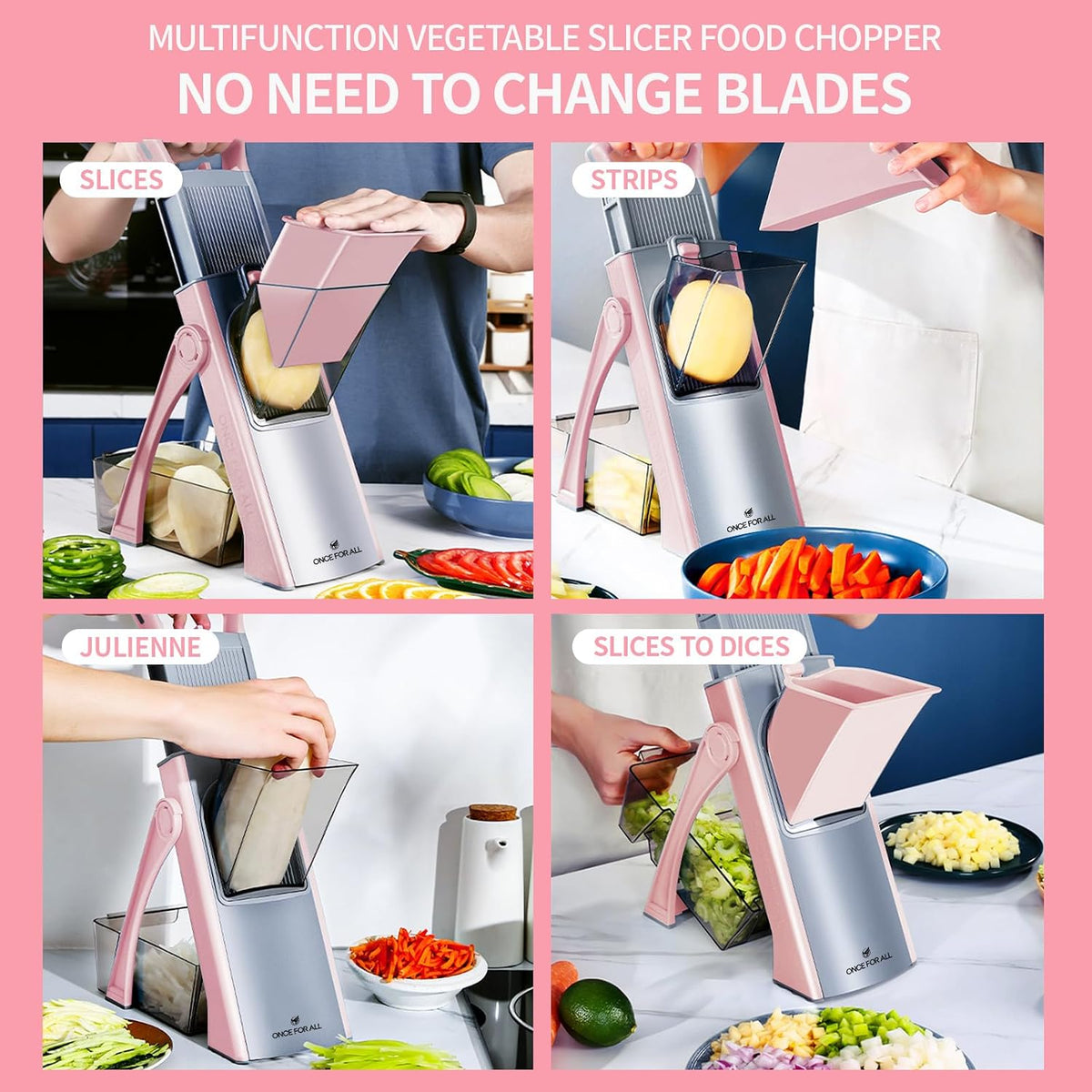 Safe Mandoline Slicer Plus, Bigger Size, Kitchen Slicer, Pink