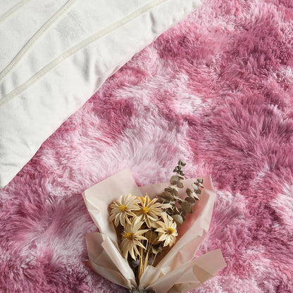 Large Area Rugs for Living Room, 5x8 Feet Tie-Dyed Blush Shaggy Rug Fluffy Throw Carpets, Ultra Soft Plush Modern Indoor Fuzzy Rugs for Bedroom Girls Kids Nursery Room Dorm Home Decor