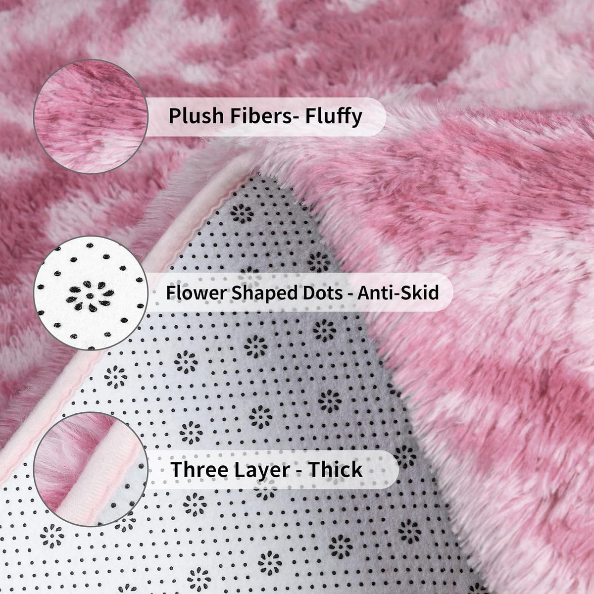 Large Area Rugs for Living Room, 5x8 Feet Tie-Dyed Blush Shaggy Rug Fluffy Throw Carpets, Ultra Soft Plush Modern Indoor Fuzzy Rugs for Bedroom Girls Kids Nursery Room Dorm Home Decor