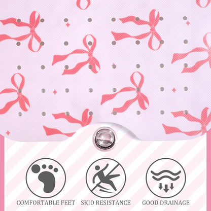 Pink Bow Bathtub Mat, 40x16 Inch Non-Slip Extra Long Tub Mat