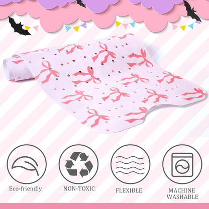 Pink Bow Bathtub Mat, 40x16 Inch Non-Slip Extra Long Tub Mat