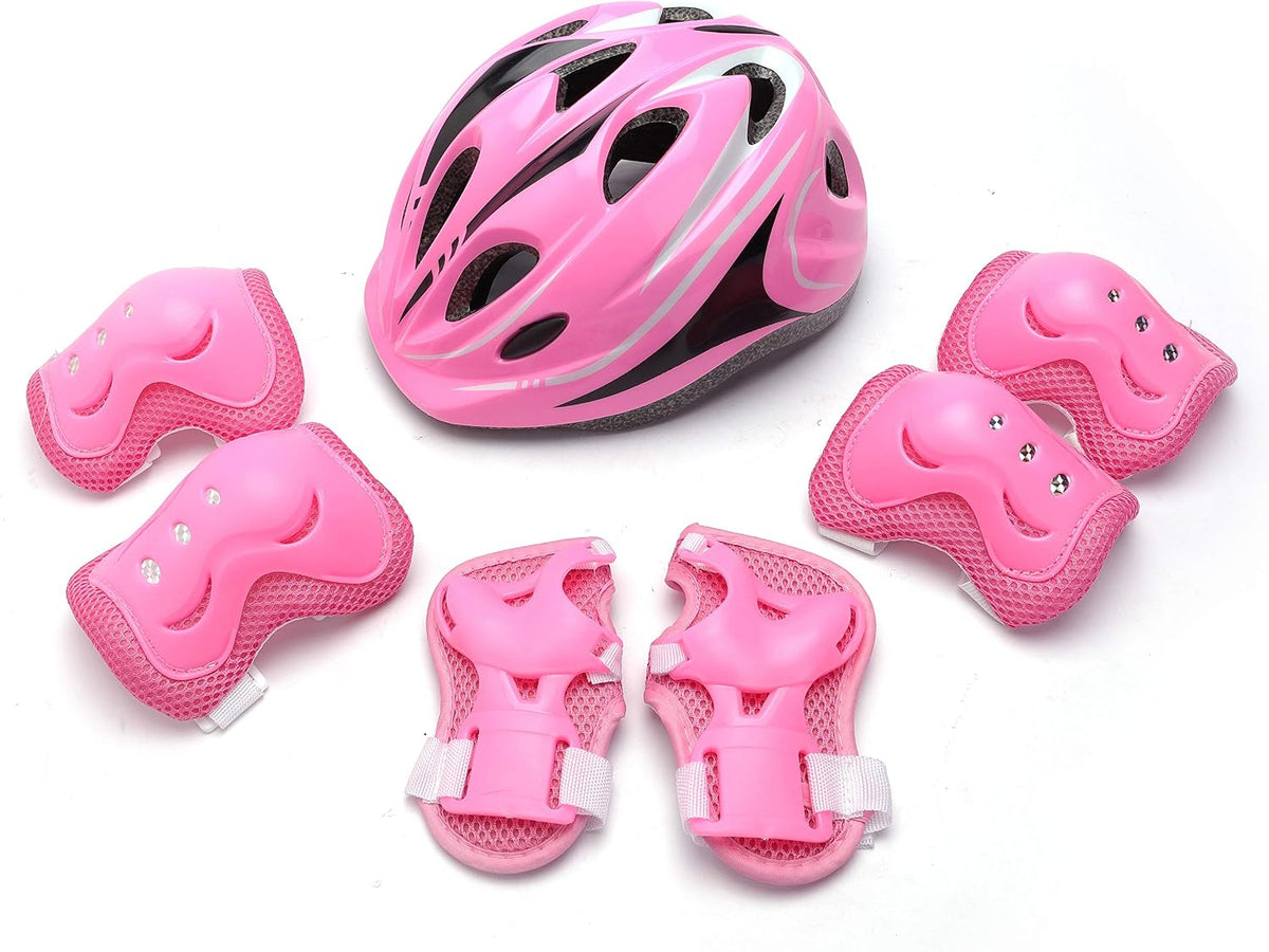 Kids Helmet Knee Elbow Pads Wrist Guard Sport Protective Gear Adjustable Scooter Skateboard Roller Bike Skate Cycling Safety Set for Boy Girl