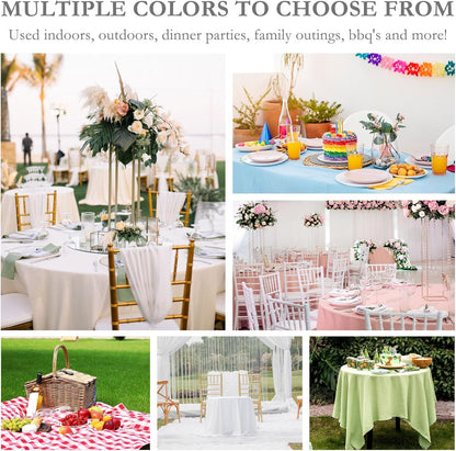 12 Pack Pink Round Tablecloth, 84 Inches Plastic Table Cover