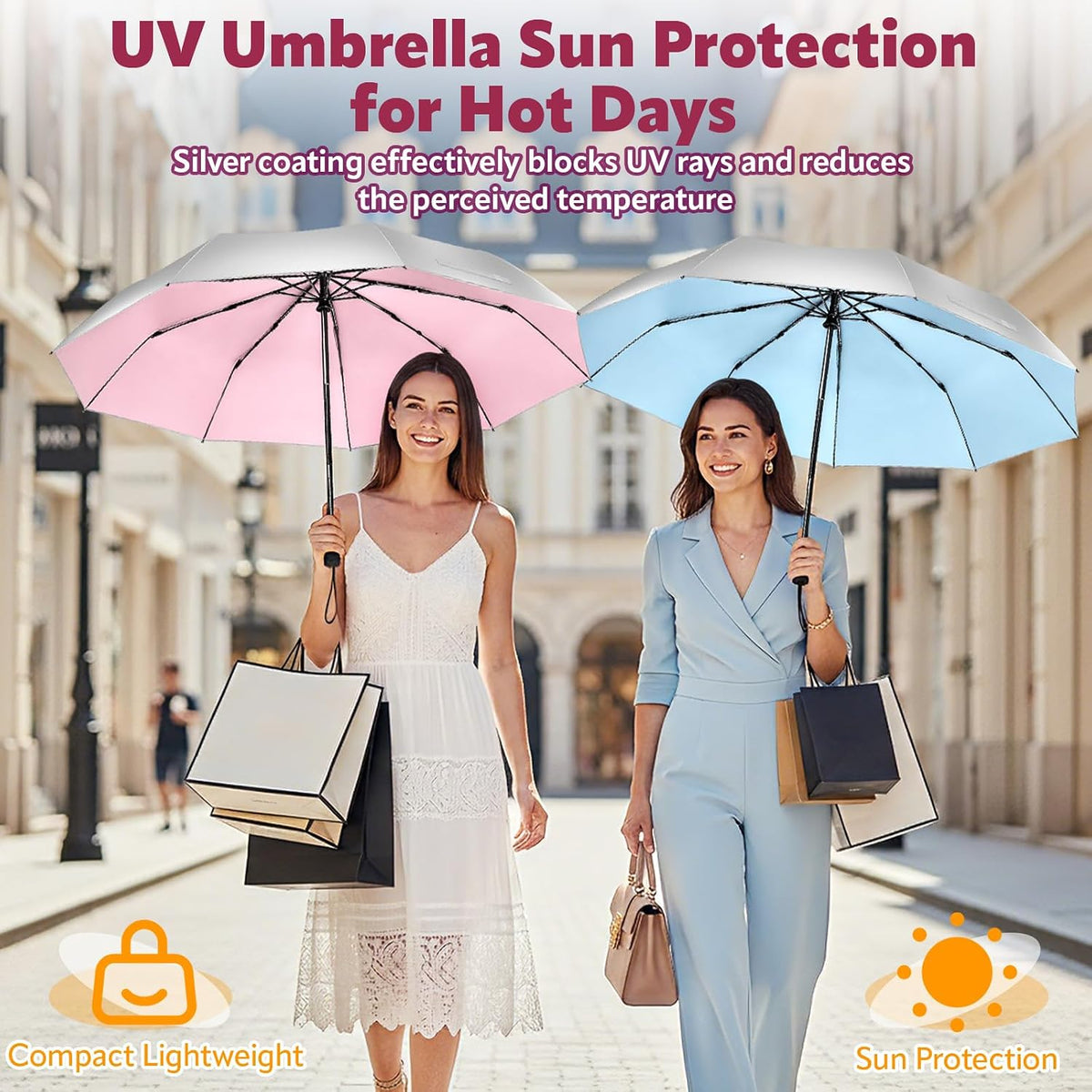 UV Umbrella for Sun Protection, Travel Compact Sun Umbrellas 46Inch