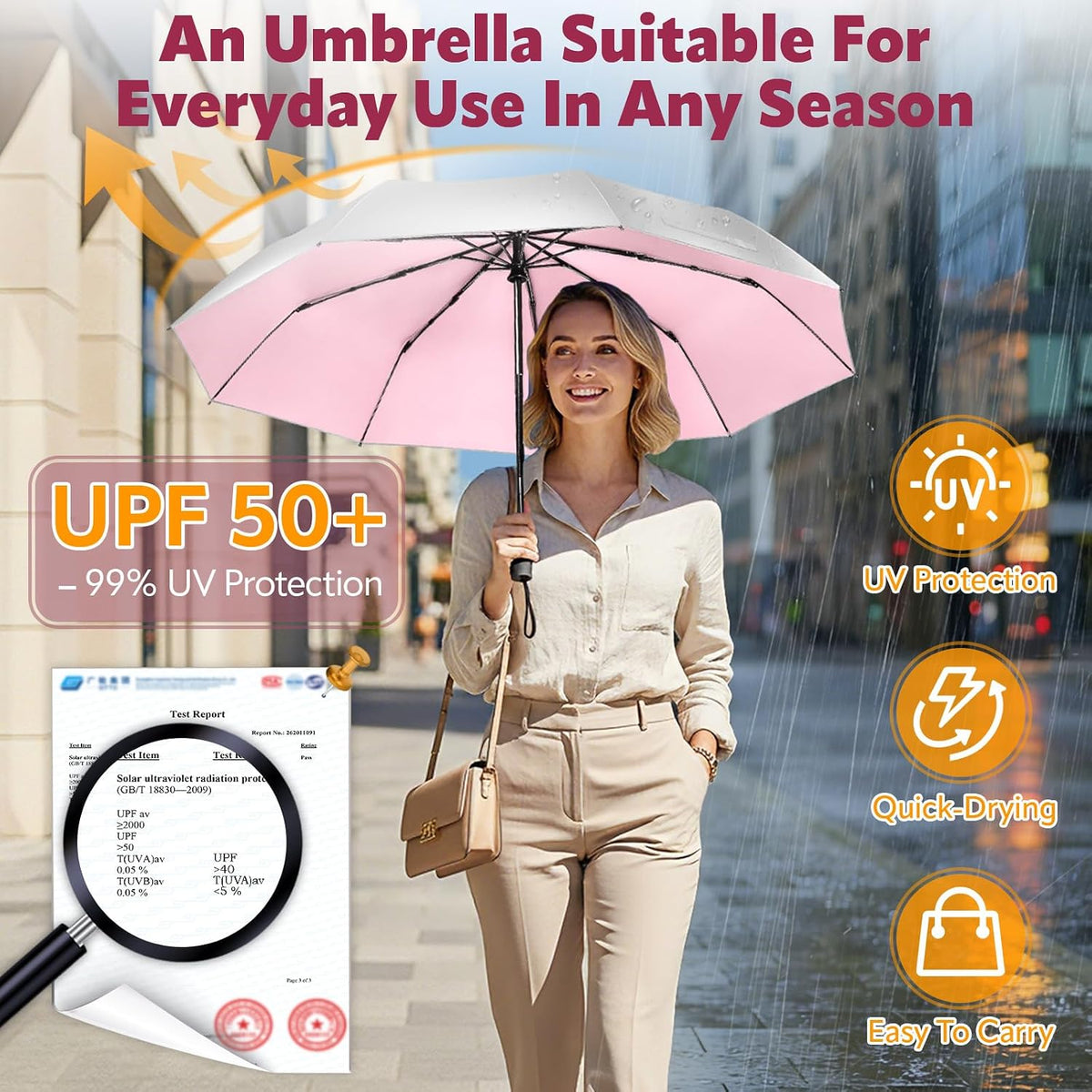 UV Umbrella for Sun Protection, Travel Compact Sun Umbrellas 46Inch