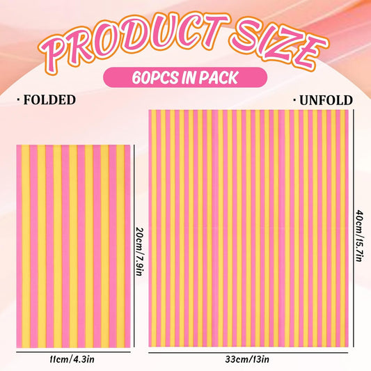 60 Pcs Pink Yellow Stripe Guest Napkins Paper Napkins Mixed Color Disposable Hand Towels for Summer Birthday Baby Shower Pink Lemonade Party Table Supplies Decor