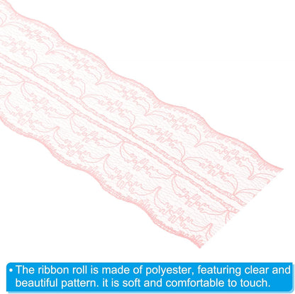 1.8 Inch x 25 Yards Lace Trim Ribbon, Non-Stretch Lace Sewing Roll Gift Package Floral Wrapping for Party Home Decoration Dress Craft, Peach Beige