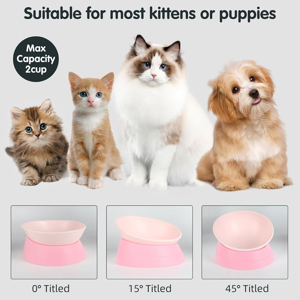 Bulldog Bowl Anti-Slip Dog Cat Dish Detachable Rubber Dog Bowl Pet Sterile Tilted Pet Feeder Slope Base