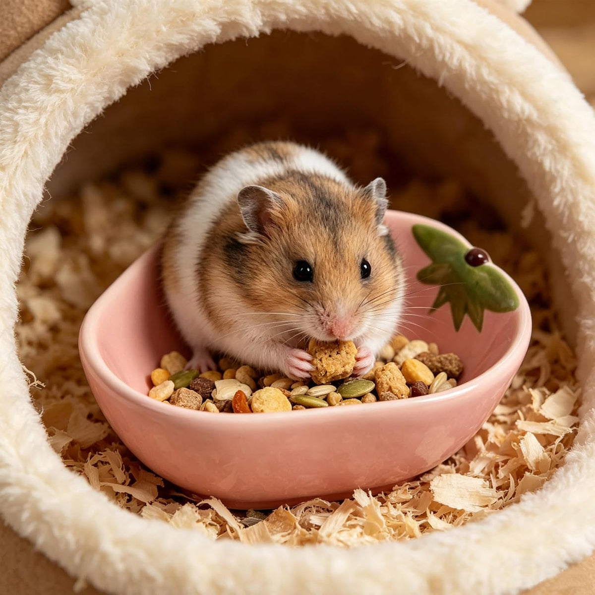 Small Guinea Pig Food Bowl Strawberry-Shaped Cute Ceramic Hamster Water Bowl Ferret Rat Chinchilla Rabbit Feeding Dish Young Animal Feeder(Pink)