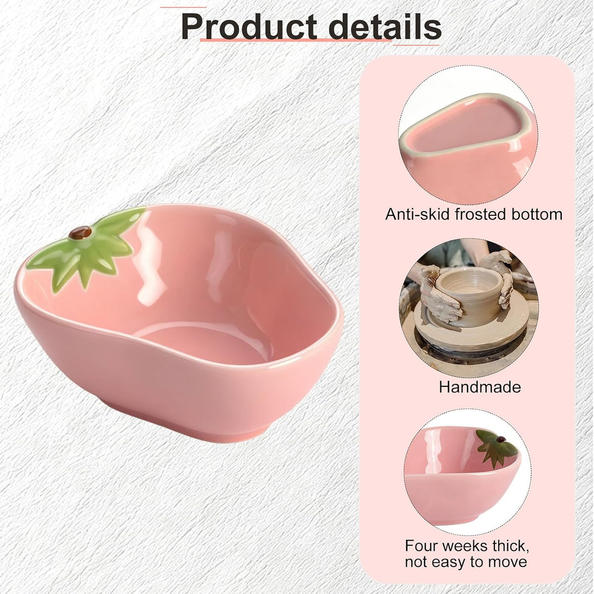 Small Guinea Pig Food Bowl Strawberry-Shaped Cute Ceramic Hamster Water Bowl Ferret Rat Chinchilla Rabbit Feeding Dish Young Animal Feeder(Pink)