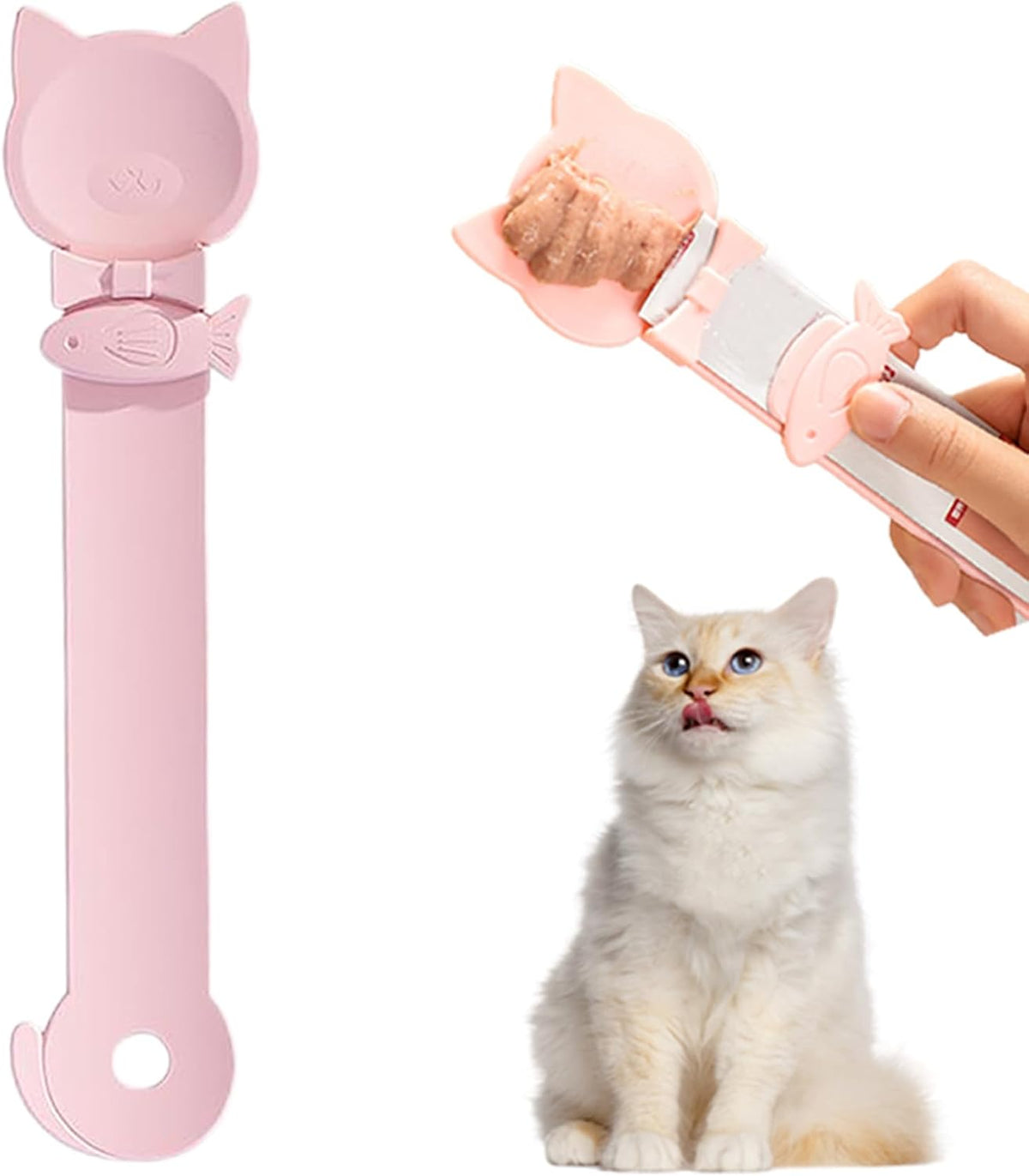 1PCS Cat Treat Spoon Squeeze,Cat Strip Feeder spoon,Multi-Function Dispenser spoons,Easy Feeding Spoons for Licky Treats,Pet Food tool for Wet Food(Pink)