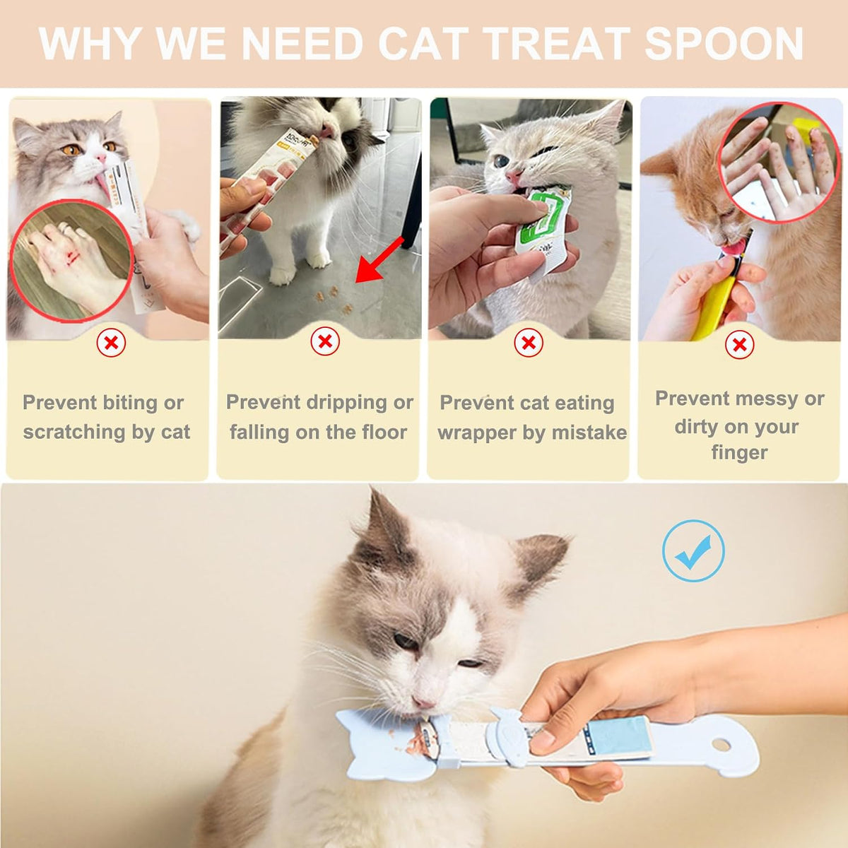 1PCS Cat Treat Spoon Squeeze,Cat Strip Feeder spoon,Multi-Function Dispenser spoons,Easy Feeding Spoons for Licky Treats,Pet Food tool for Wet Food(Pink)