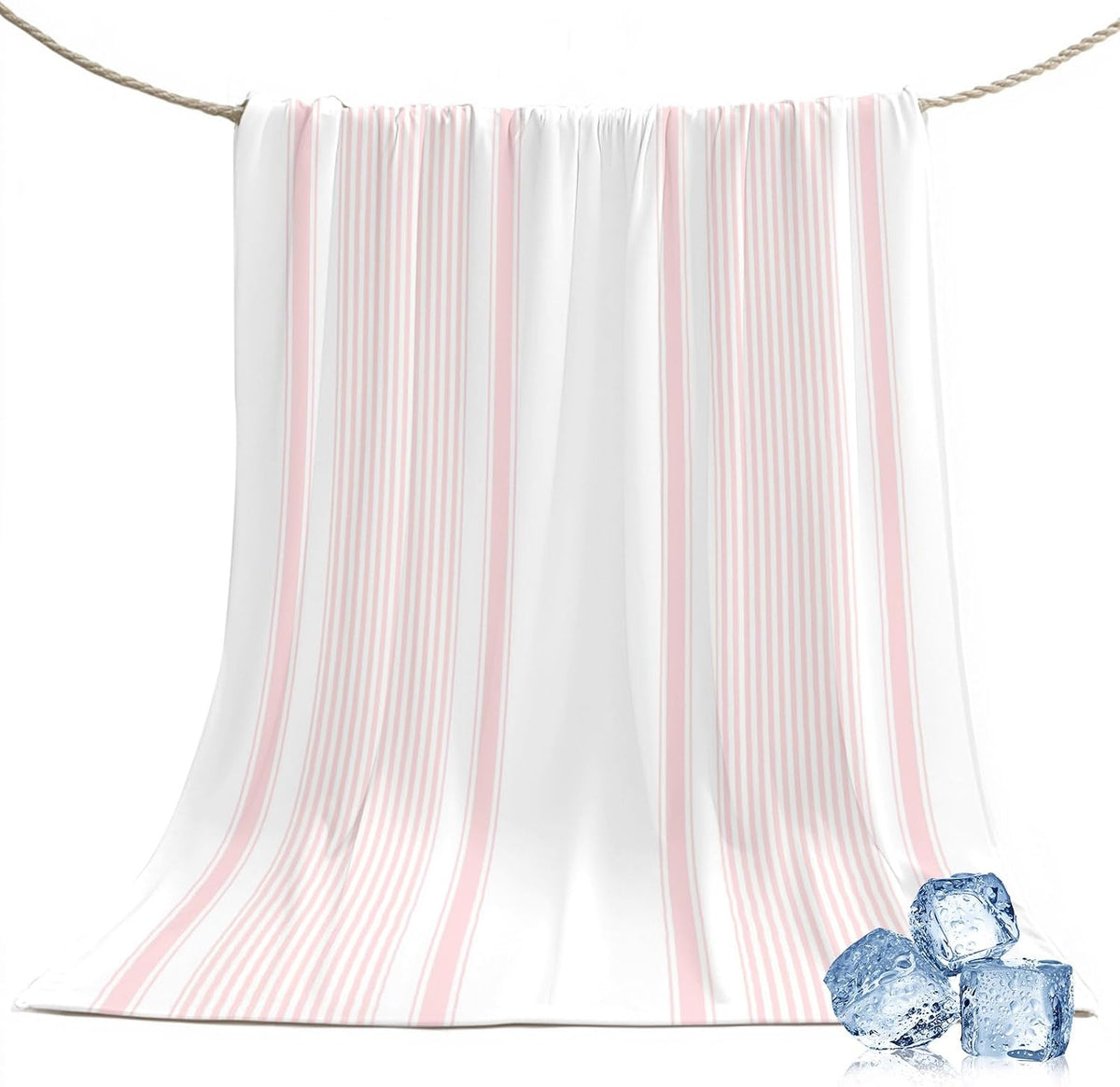 30"x40" Throw Cooling Blanket Light Pink Stripe Ice Silk Lightweight Breathable Soft Summer Blanket for Hot Sleepers Couch Bed Sofa Camping Minimalist Farmhouse Modern Vertical Line