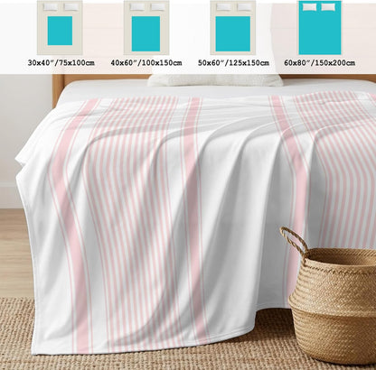 30"x40" Throw Cooling Blanket Light Pink Stripe Ice Silk Lightweight Breathable Soft Summer Blanket for Hot Sleepers Couch Bed Sofa Camping Minimalist Farmhouse Modern Vertical Line