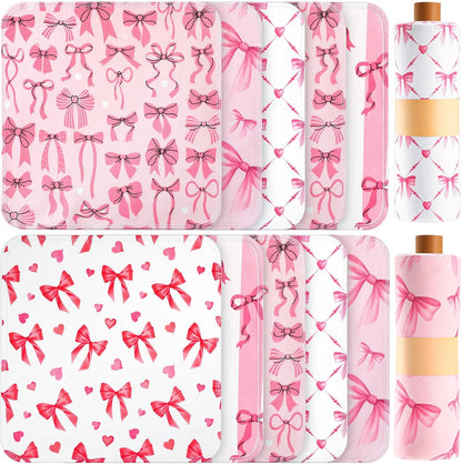 50 Pcs Reusable Paper Towels Cotton Washable,Pink Bow