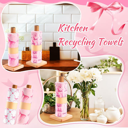 50 Pcs Reusable Paper Towels Cotton Washable,Pink Bow