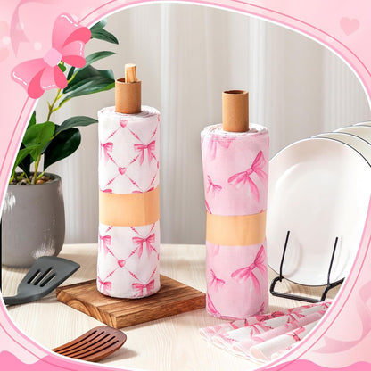 50 Pcs Reusable Paper Towels Cotton Washable,Pink Bow