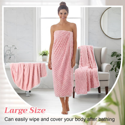 4 Pcs Oversized Bath Towel Extra Large Sheet, Pink