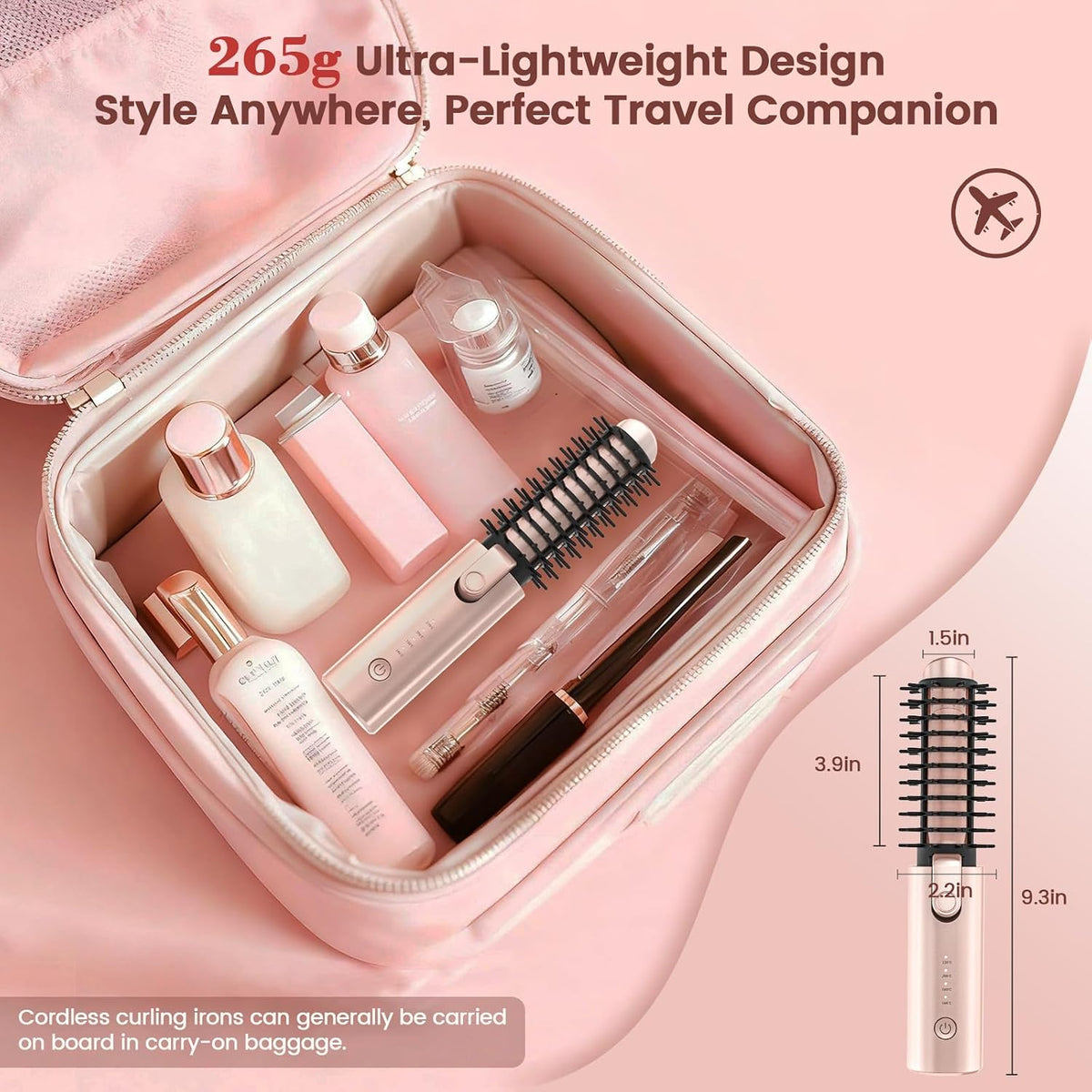 Cordless Hair Curling Iron, Portable 1.5" Hair Curler Rechargeable
