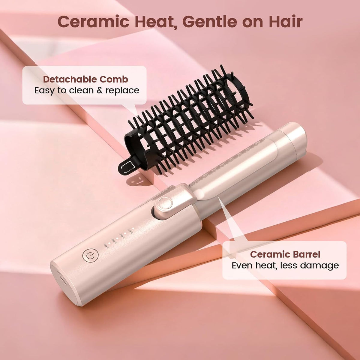 Cordless Hair Curling Iron, Portable 1.5" Hair Curler Rechargeable