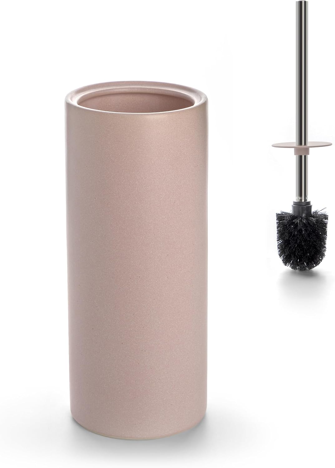 Matt Pink Ceramic Toilet Brush and Holder Set