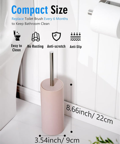 Matt Pink Ceramic Toilet Brush and Holder Set