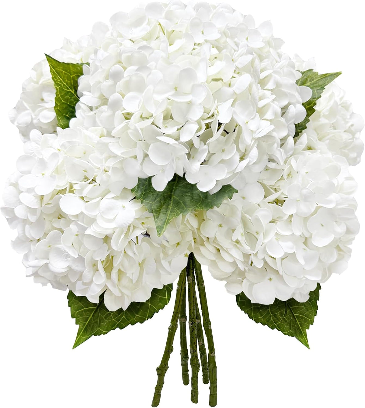 21In White Artificial Hydrangea Flowers with Stems 5 Pcs