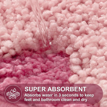 Long Cute Scalloped Bathroom Rugs Runner, Fun CandyPink Plush Microfiber Scallop Bath Mats Non Slip Washable Quick Dry Absorbent, Rug Carpet for Bathtub Sink Laundry Room Bedroom, 24x59