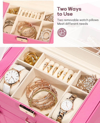 Large Jewelry Box for Women: 5-Layer Organizer with Lock for Dresser