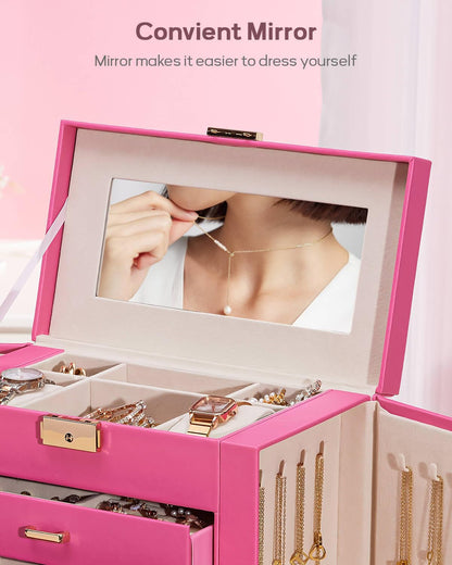 Large Jewelry Box for Women: 5-Layer Organizer with Lock for Dresser