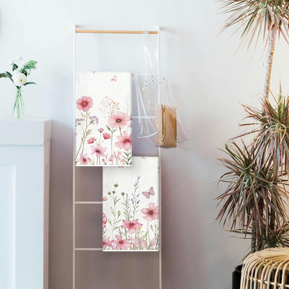 Spring Kitchen Towels 18x26 Inch Set of 2 Pink Floral Flowers Dish Towels Farmhouse Summer Holiday Hand Cloths for Home Decoration