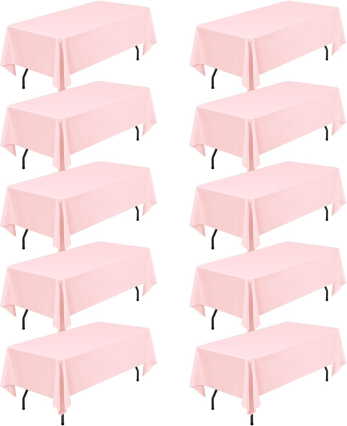 10 Pack 60 x 102 Inch Rectangle Tablecloth, Pink Tablecloth for 6 Feet Rectangle Tables, Stain and Wrinkle Resistant Washable Fabric Table Cloth for Wedding Dining Table Buffet Parties Camping