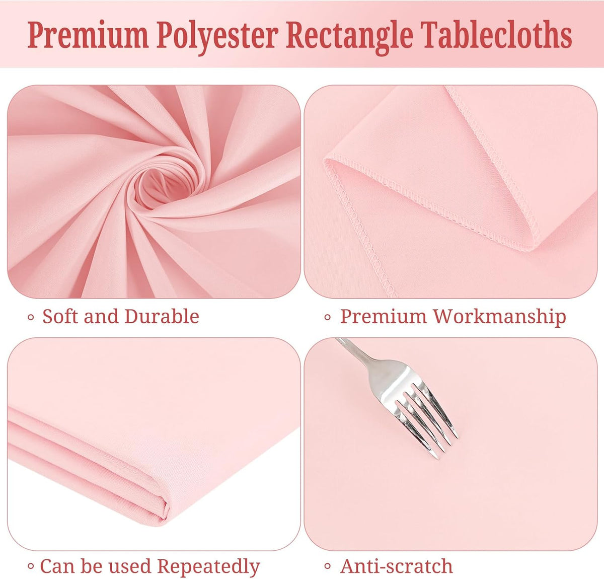 10 Pack 60 x 102 Inch Rectangle Tablecloth, Pink Tablecloth for 6 Feet Rectangle Tables, Stain and Wrinkle Resistant Washable Fabric Table Cloth for Wedding Dining Table Buffet Parties Camping