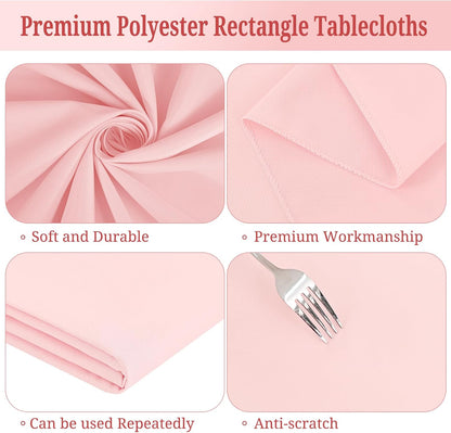 10 Pack 60 x 102 Inch Rectangle Tablecloth, Pink Tablecloth for 6 Feet Rectangle Tables, Stain and Wrinkle Resistant Washable Fabric Table Cloth for Wedding Dining Table Buffet Parties Camping